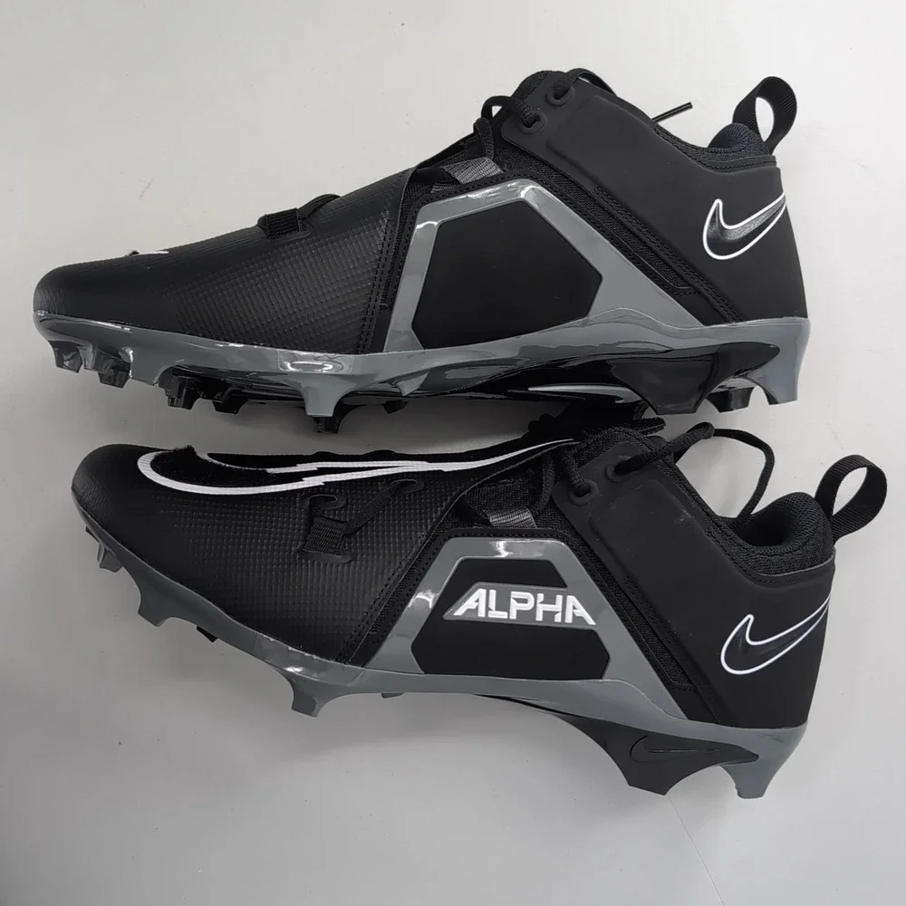 Nike Alpha Menace 4 Pro Football Cleats Black Grey White FB6834-001 Mens 15